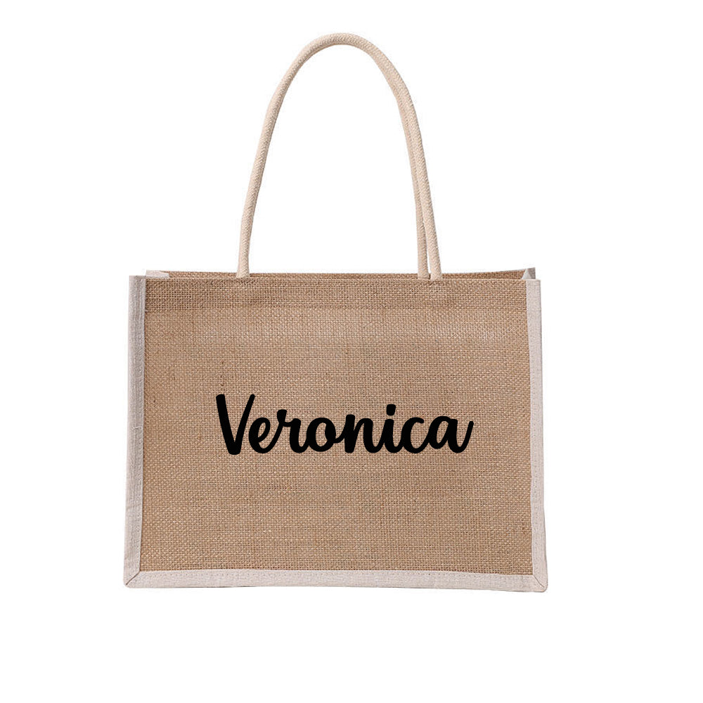 Personalized Burlap Tote Bags Custom Name Jute Bag Bridesmaid Gift Bag Bachelorette Party Monogram Beach Bag Wedding Favors Gift for Her