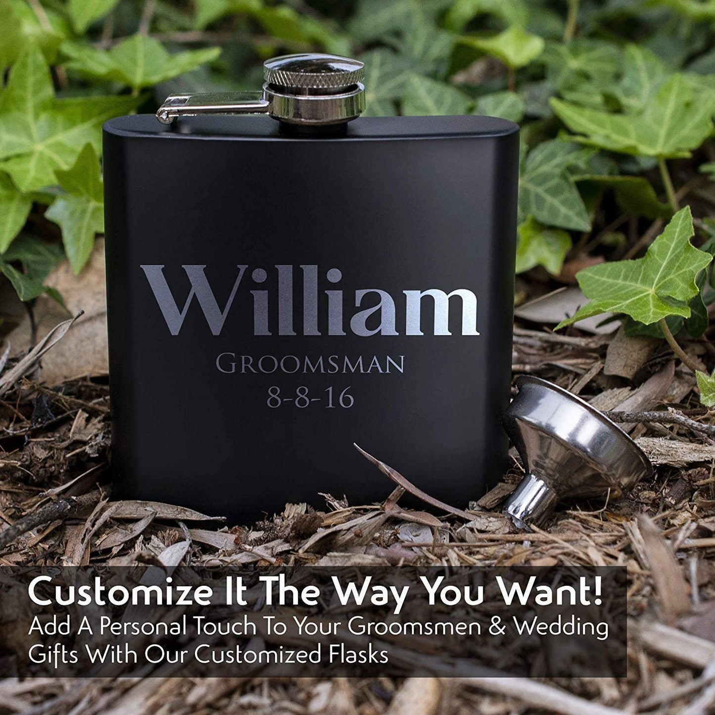 Custom Engraved Flask, Personalized Wedding Party Gift, Bachelorette Party Gift