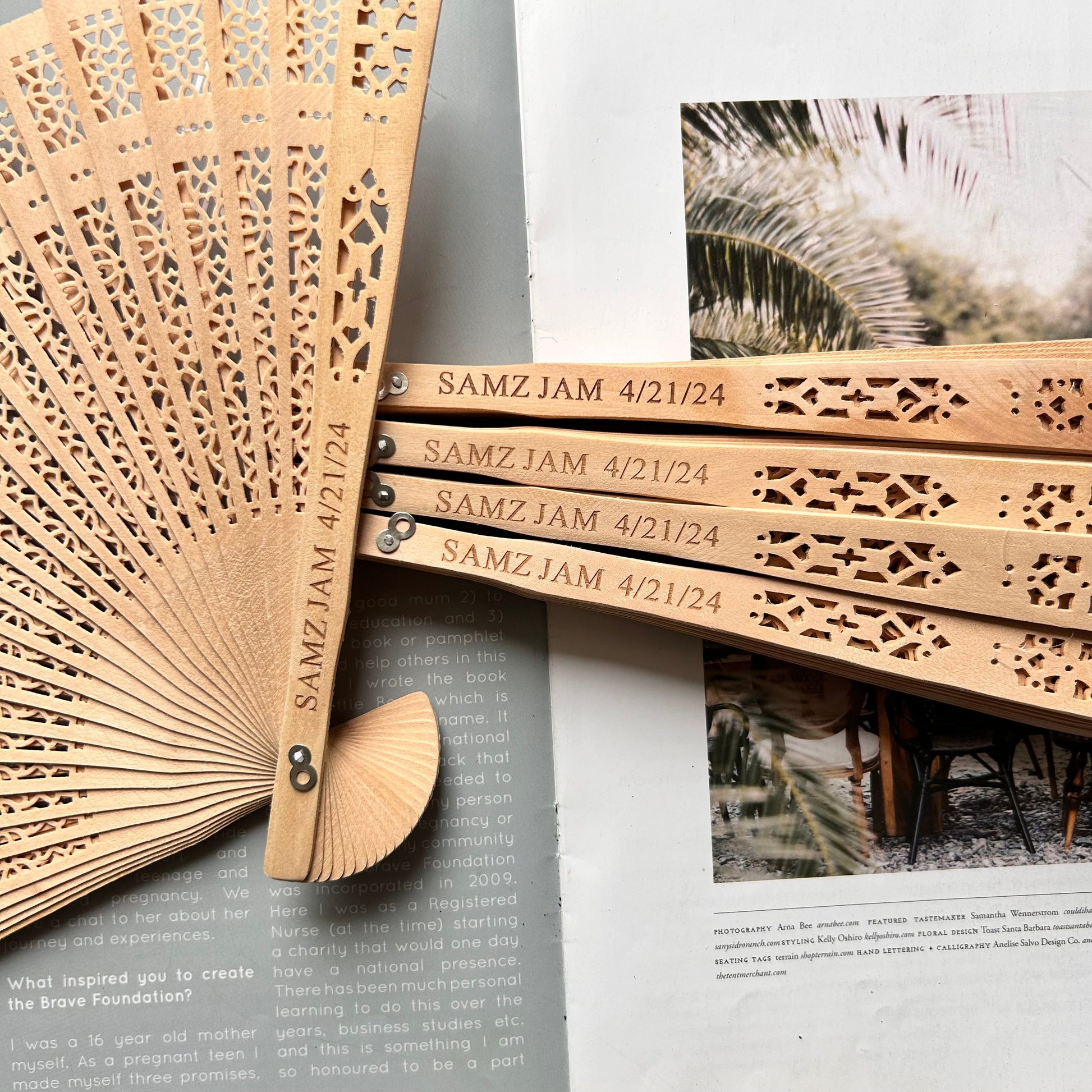 wood wedding fans