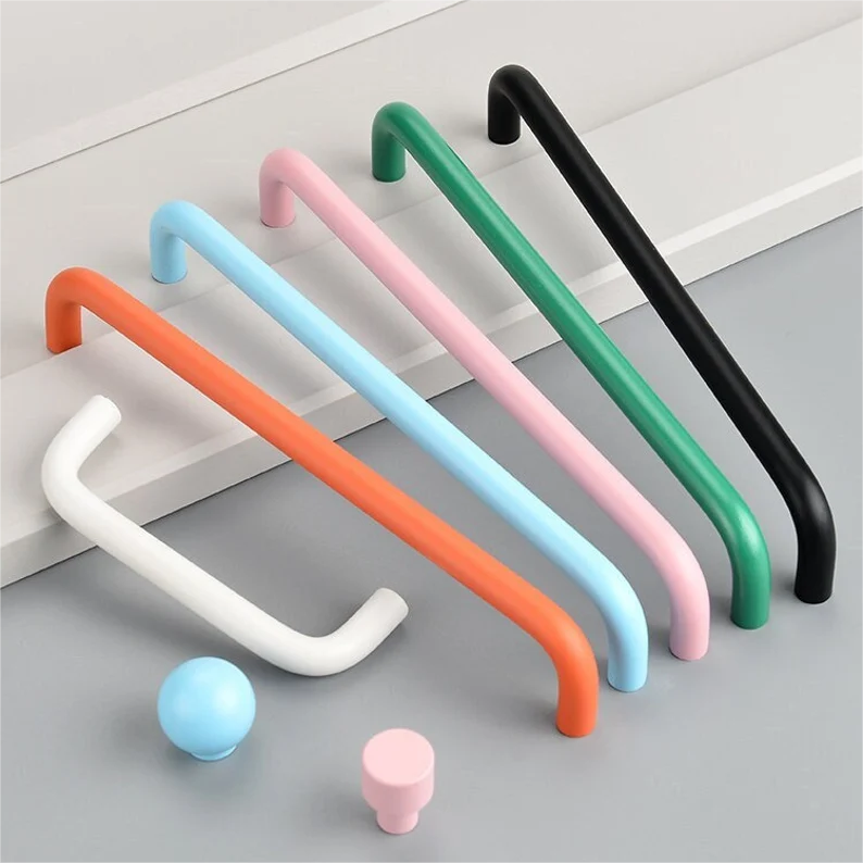 Colorful Small Double Curved Wardrobe Knobs For Children's Room