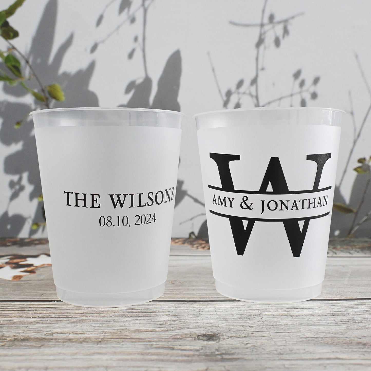 Custom Wedding Cups, Reception Bar Frosted Cups, Personalized Shatterproof Cups, Modern Wedding Decor, Signature Cocktails, Engagement Party