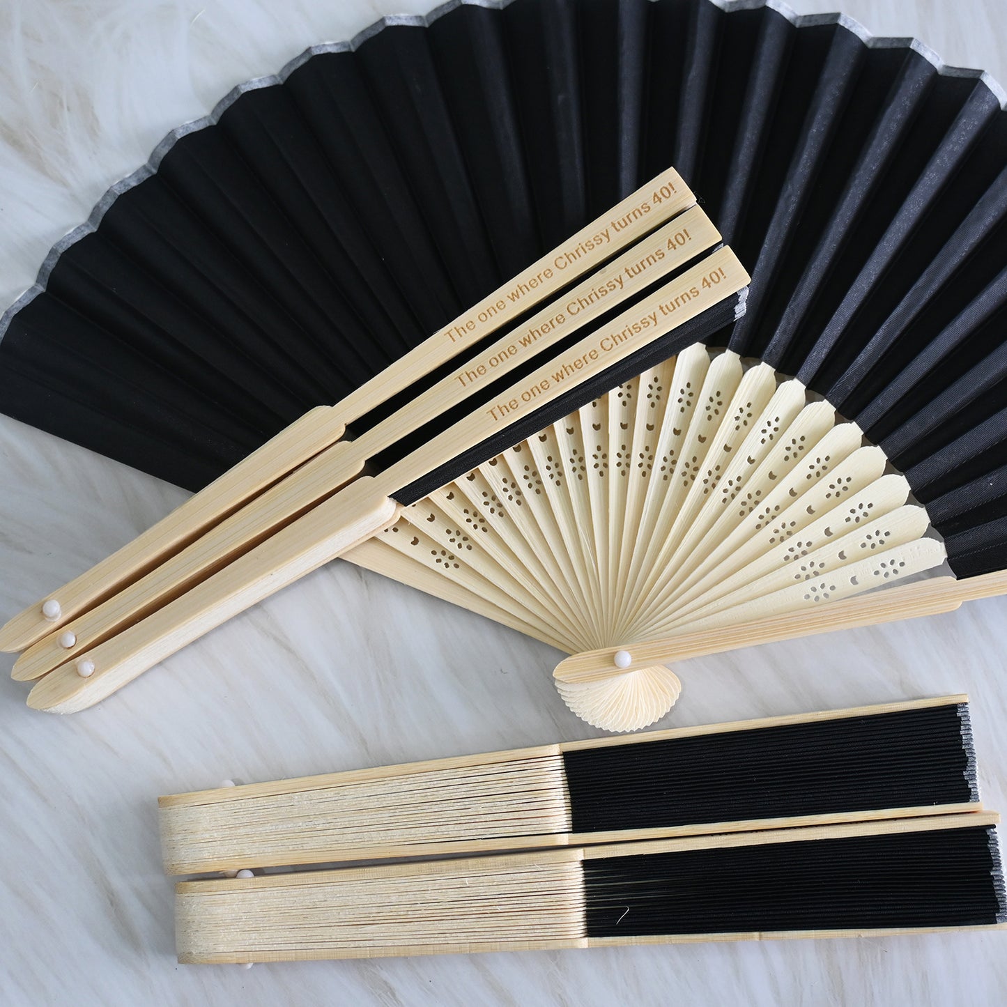 Personalized Black Silk Fans, Folding Hand Fan, Wedding Bridal Party Favors, Baby Shower Gift