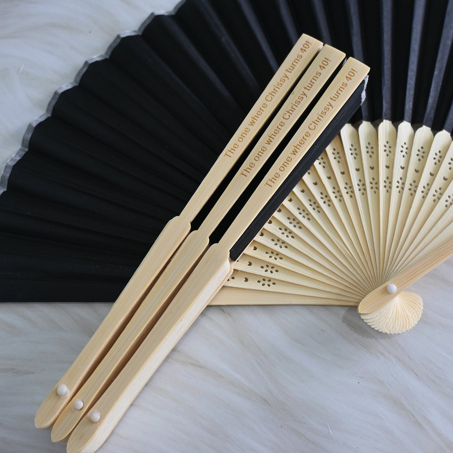 Personalized Black Silk Fans, Folding Hand Fan, Wedding Bridal Party Favors, Baby Shower Gift