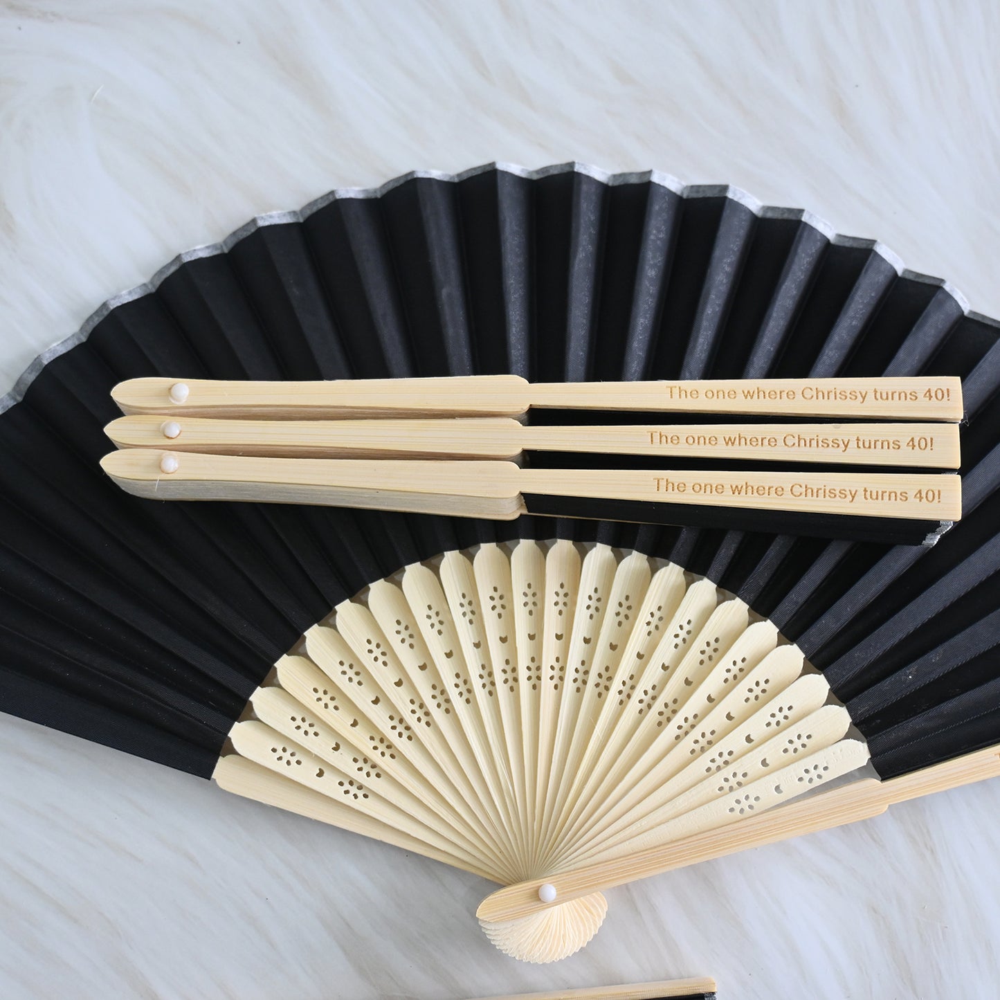 Personalized Black Silk Fans, Folding Hand Fan, Wedding Bridal Party Favors, Baby Shower Gift