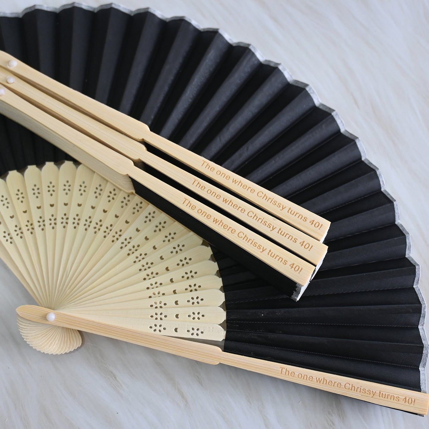 Personalized Black Silk Fans, Folding Hand Fan, Wedding Bridal Party Favors, Baby Shower Gift