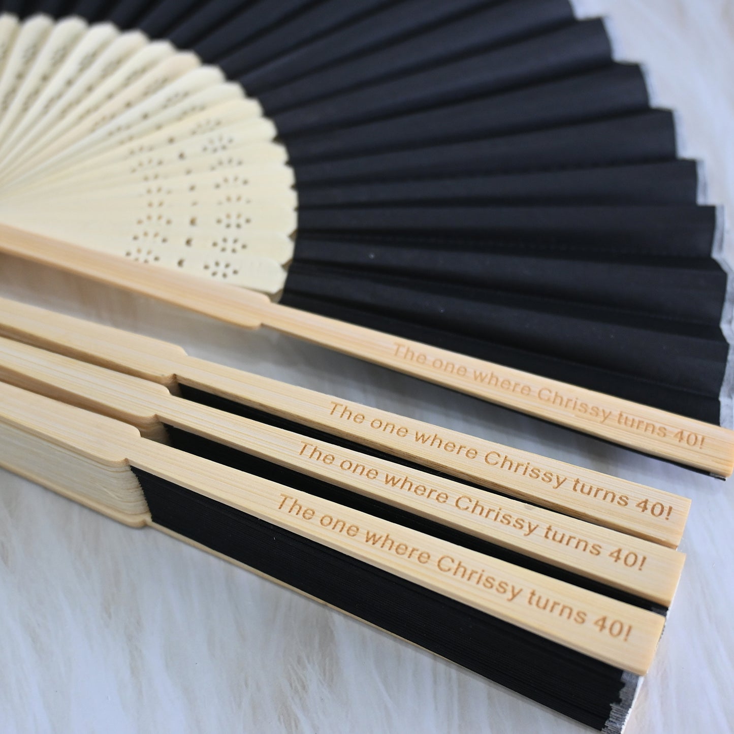 Personalized Black Silk Fans, Folding Hand Fan, Wedding Bridal Party Favors, Baby Shower Gift