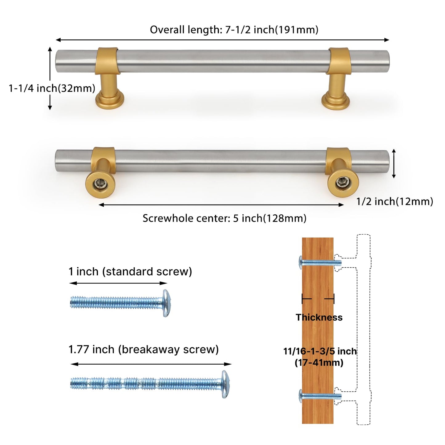 Black&Gold Cabinet Handles Kitchen Cabinet Hardware