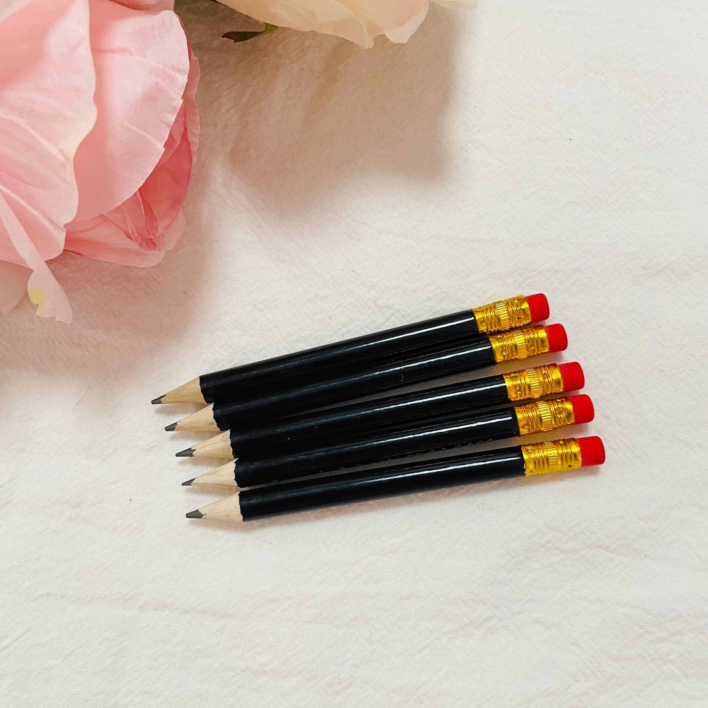 Personalized Black Half Pencils, Save the Date Pencils Wedding Invitations, Golf Pencil with Eraser