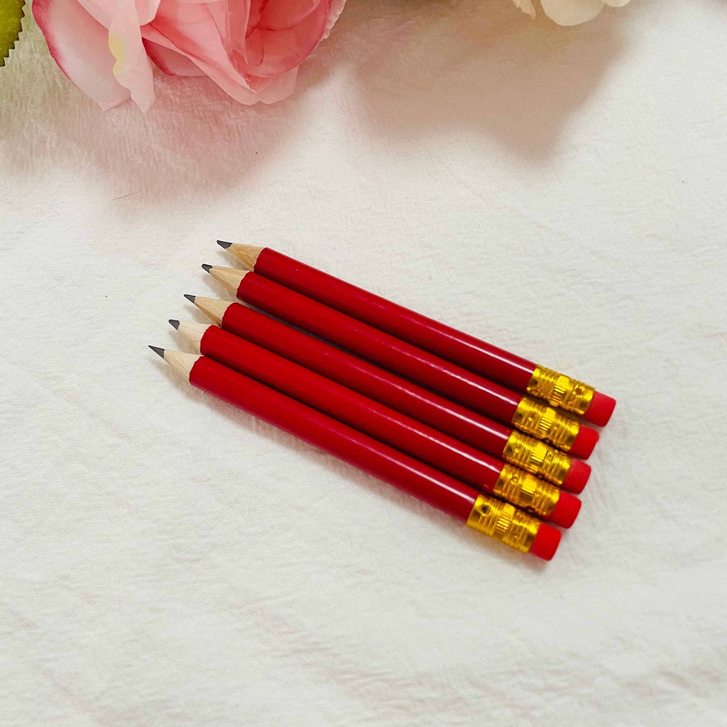 Personalized Red Half Pencils, Save the Date Pencils, Custom Golf Pencils with Eraser