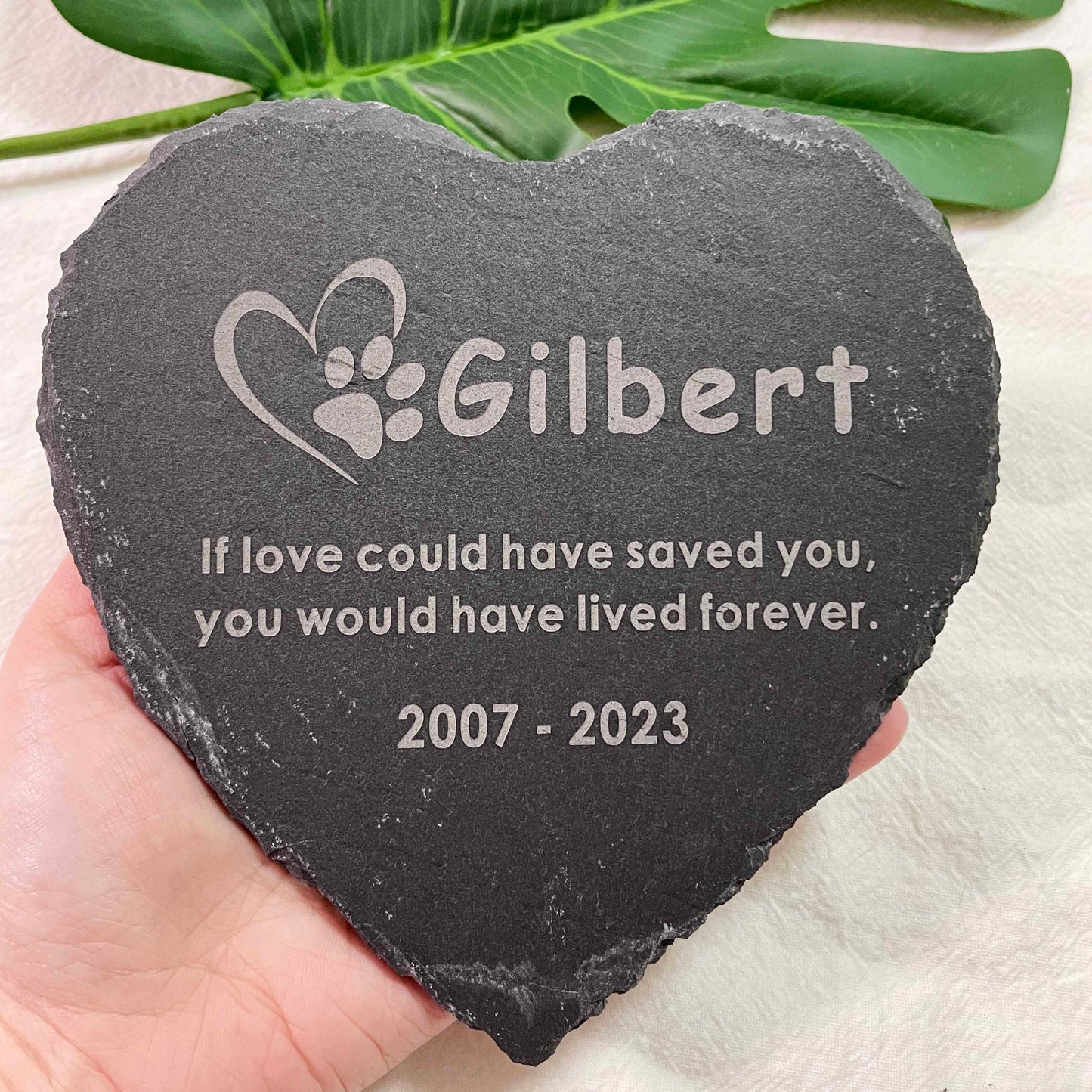 Custom Pet Memorial Stone, Personalized Engrave Dog Cat Memorial Plaque, Pet Grave Stone, Engraved Heart Rock with Pets Name, Pet Loss Gift