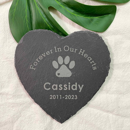 Personalized Dog Memorial Stone, Dog Sympathy Gifts, Heart Paw Print Pet Headstone, Forever in Our Hearts Dog Cat Garden Stone Grave Marker