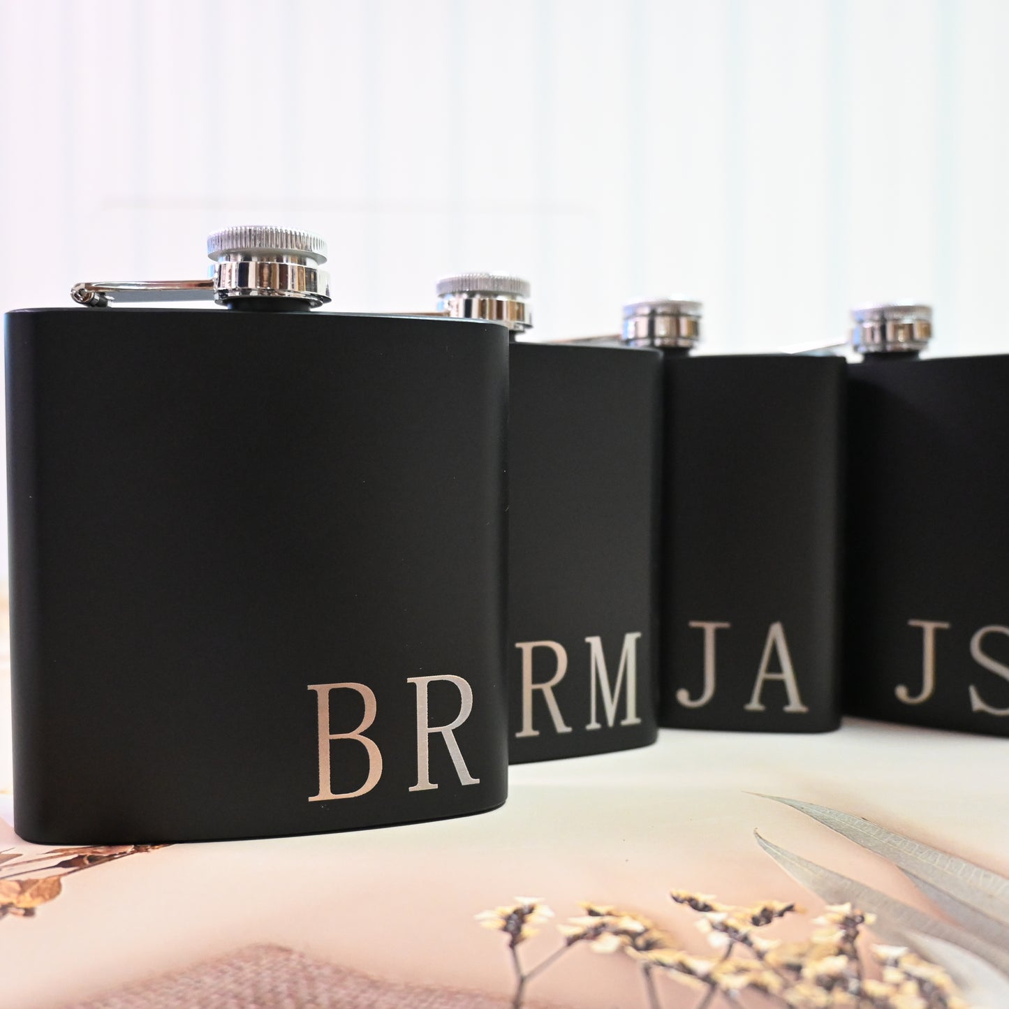 Custom mens flask set, groomsmen gifts usher proposal, father gift, best man gifts