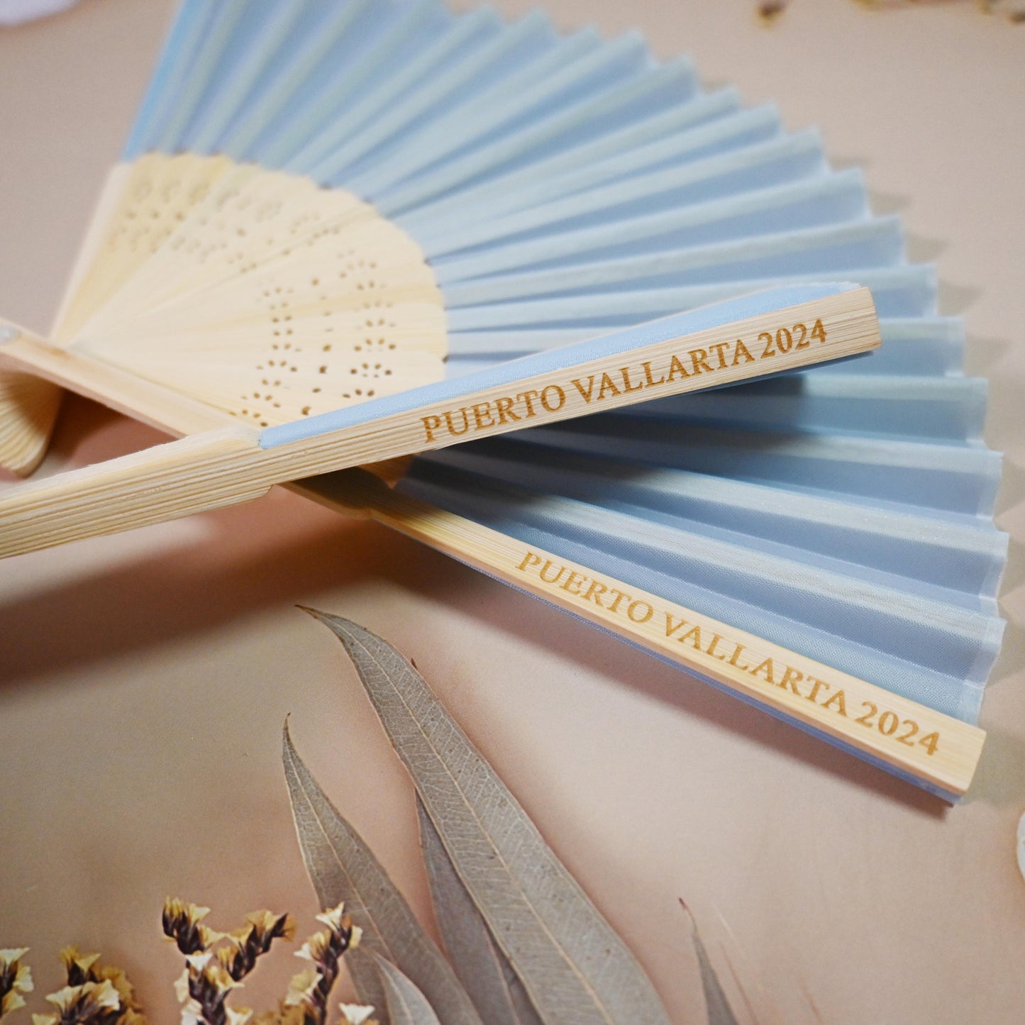 Personalized Light Blue Silk Fans, Folding Hand Fan, Wedding Bridal Party Favors, Baby Shower Gift