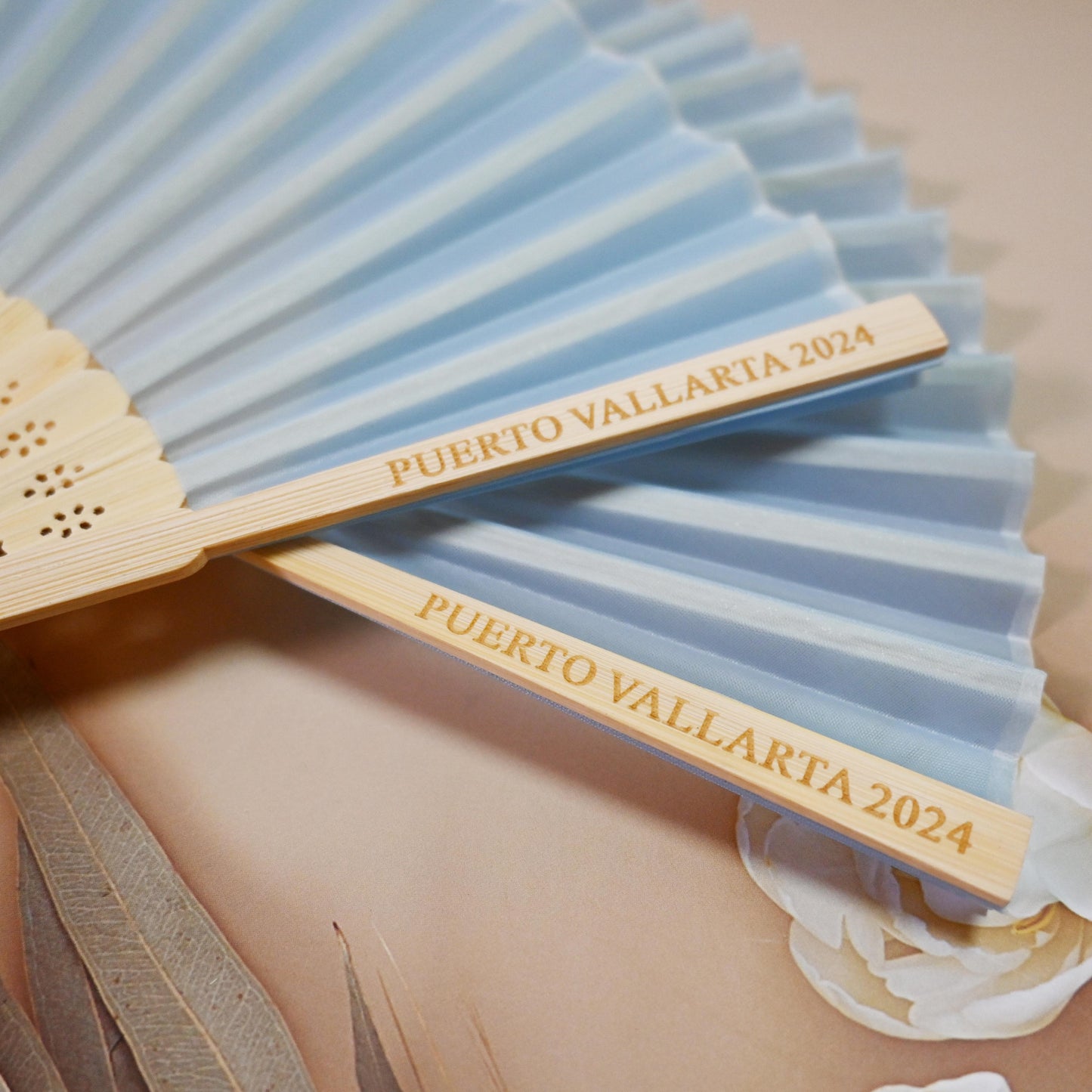 Personalized Light Blue Silk Fans, Folding Hand Fan, Wedding Bridal Party Favors, Baby Shower Gift