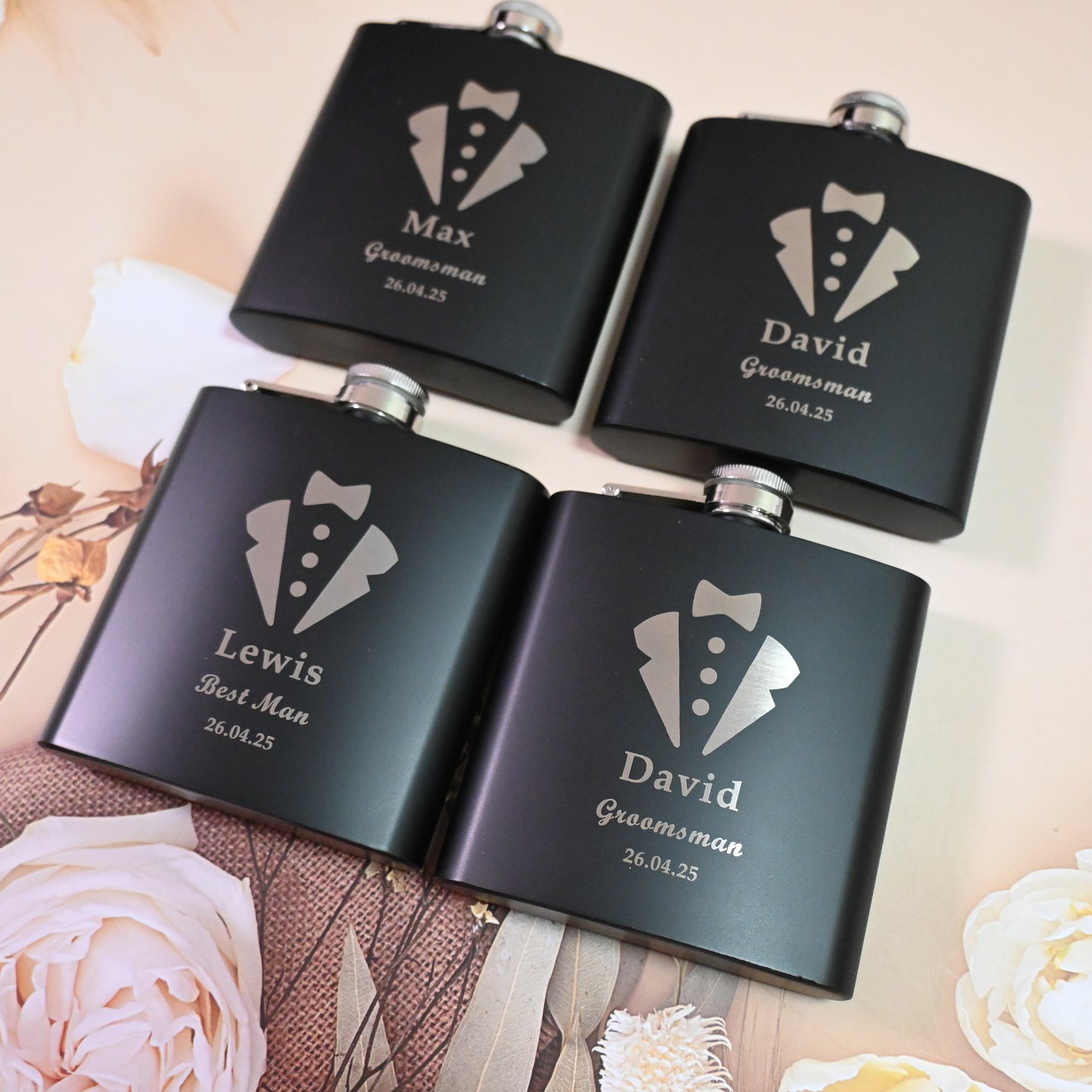 Custom Mens Flask Set, Groomsmen Gifts Usher Proposal, Best Man Gifts, Wedding Favor