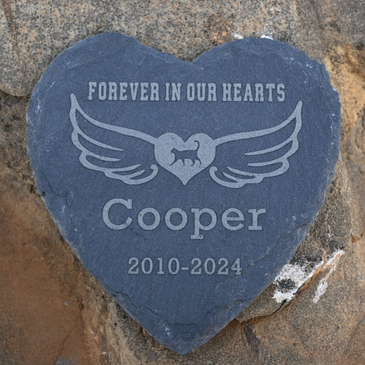 Personalized Loss of Cat Gift, Cat Memorial Stone 4" 6", Cat with Wings Pet Memorial Garden Stone,Custom Heart Shape Headstone