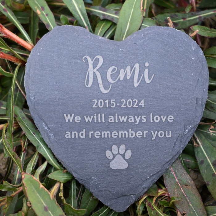 Custom Dog Memorial Garden Stone, Dogs Cats Headstone,Remembrance Gift, Heart Shape Stone with Paw Print