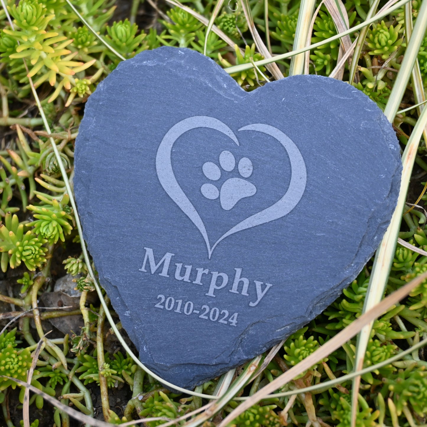 Custom Engraved Pet Memorial Garden Stone, Pet Loss Gift, Dog Memorial, Heart Shape Dog Headstone