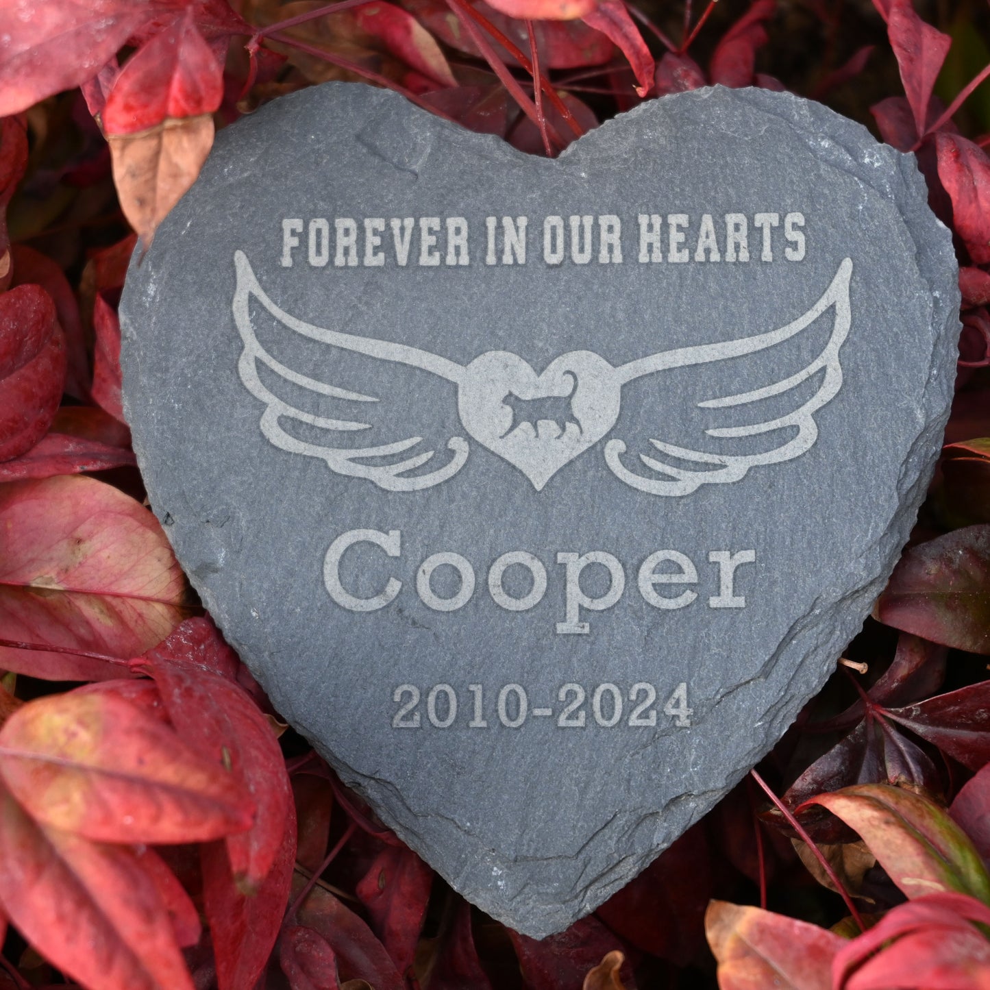 Personalized Loss of Cat Gift, Cat Memorial Stone 4" 6", Cat with Wings Pet Memorial Garden Stone,Custom Heart Shape Headstone