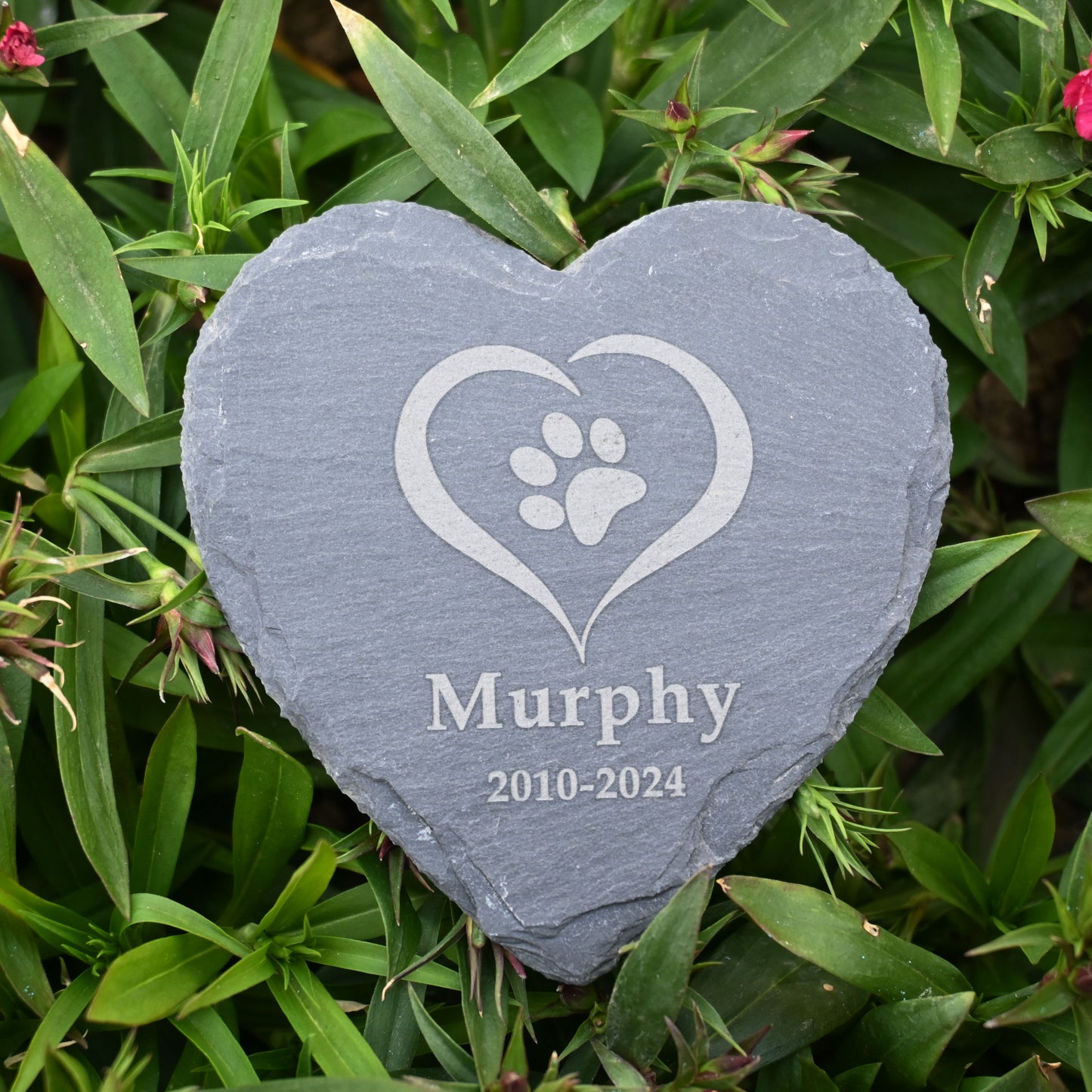 Custom Engraved Pet Memorial Garden Stone, Pet Loss Gift, Dog Memorial, Heart Shape Dog Headstone