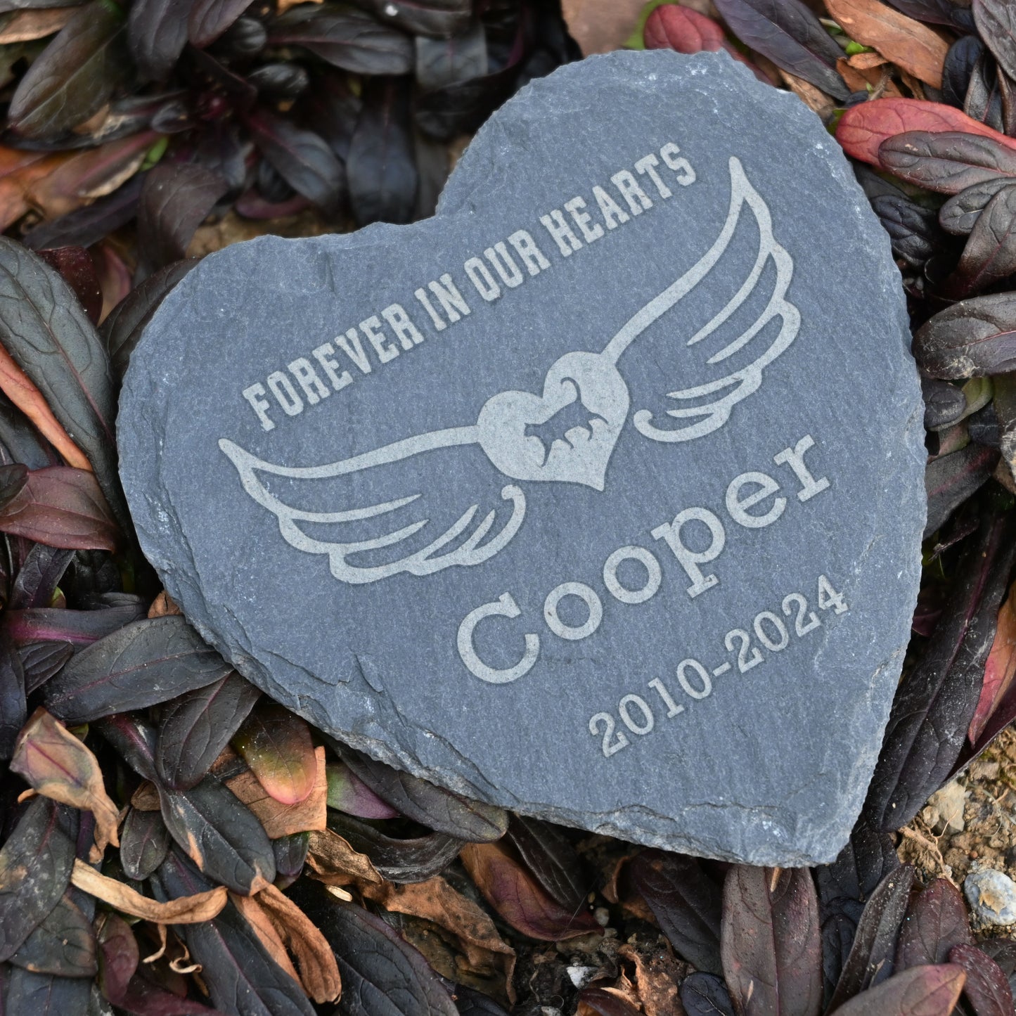 Personalized Loss of Cat Gift, Cat Memorial Stone 4" 6", Cat with Wings Pet Memorial Garden Stone,Custom Heart Shape Headstone