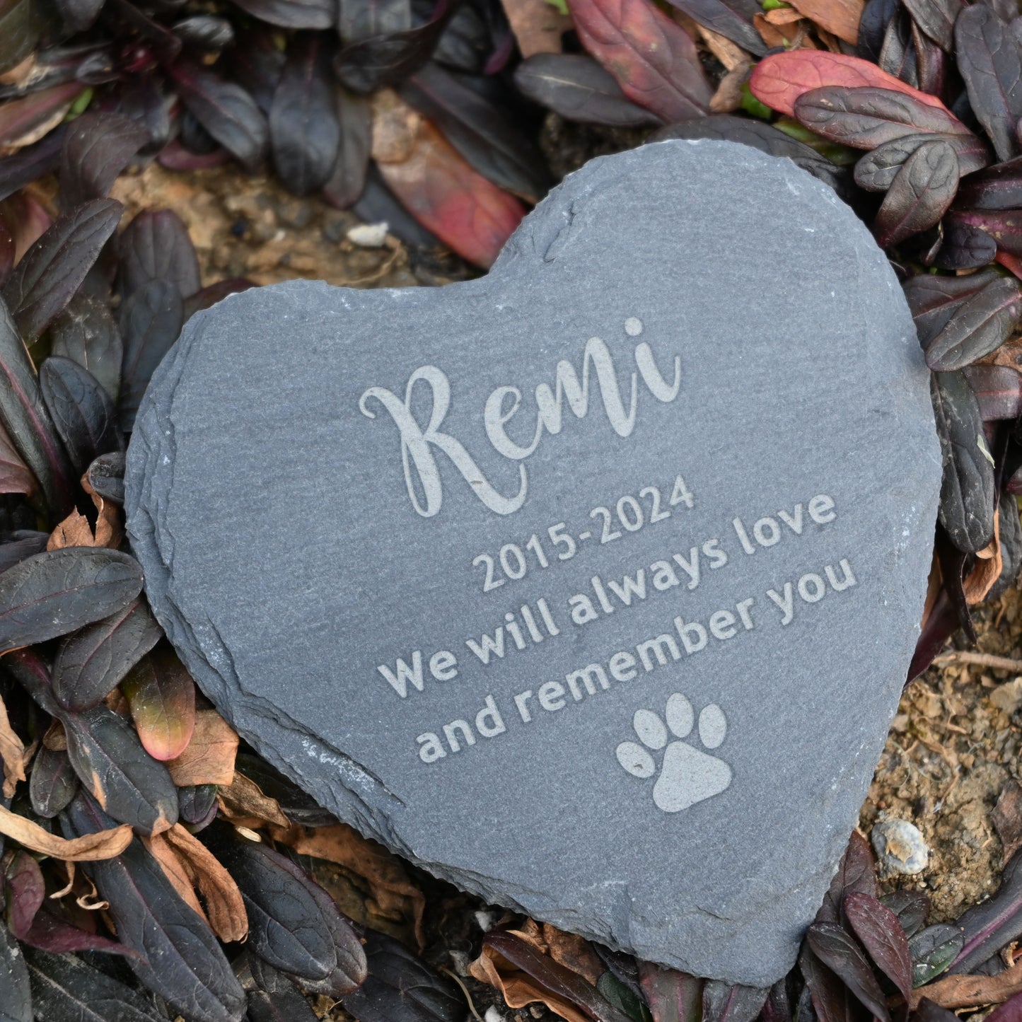 Custom Dog Memorial Garden Stone, Dogs Cats Headstone,Remembrance Gift, Heart Shape Stone with Paw Print