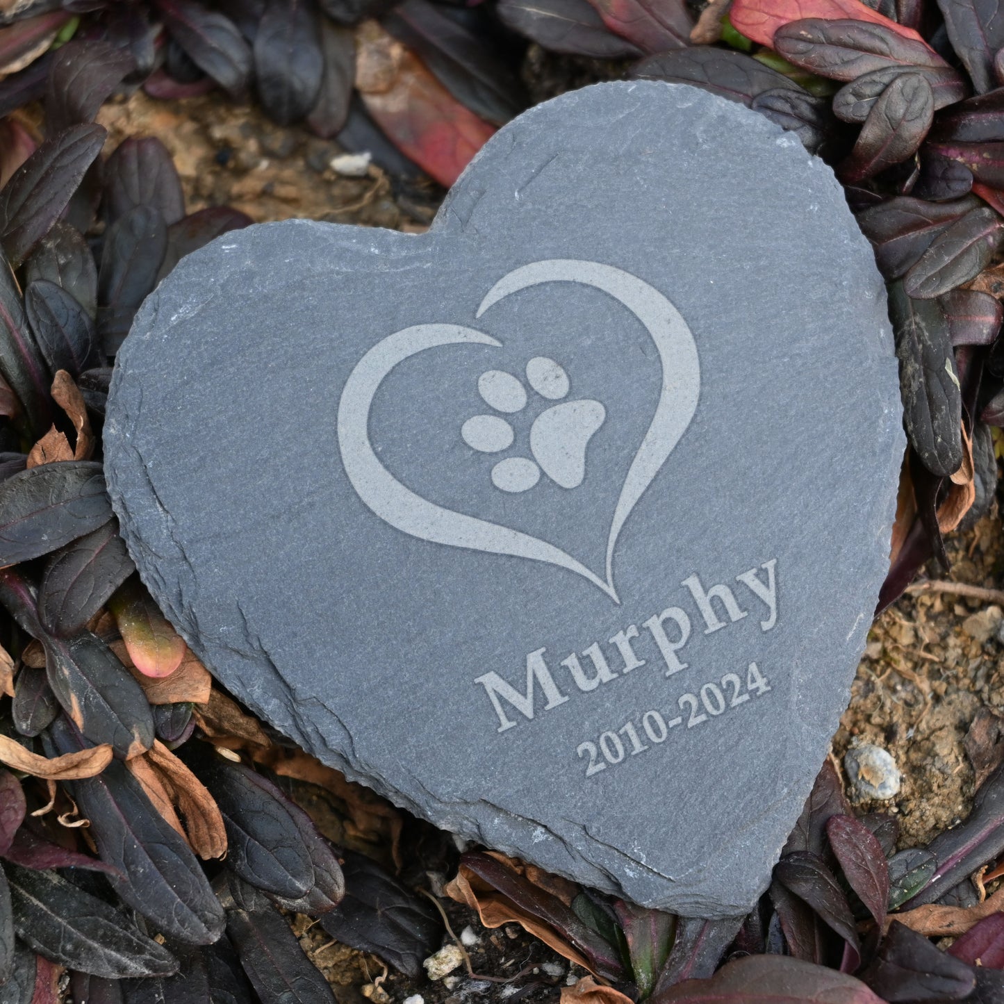 Custom Engraved Pet Memorial Garden Stone, Pet Loss Gift, Dog Memorial, Heart Shape Dog Headstone