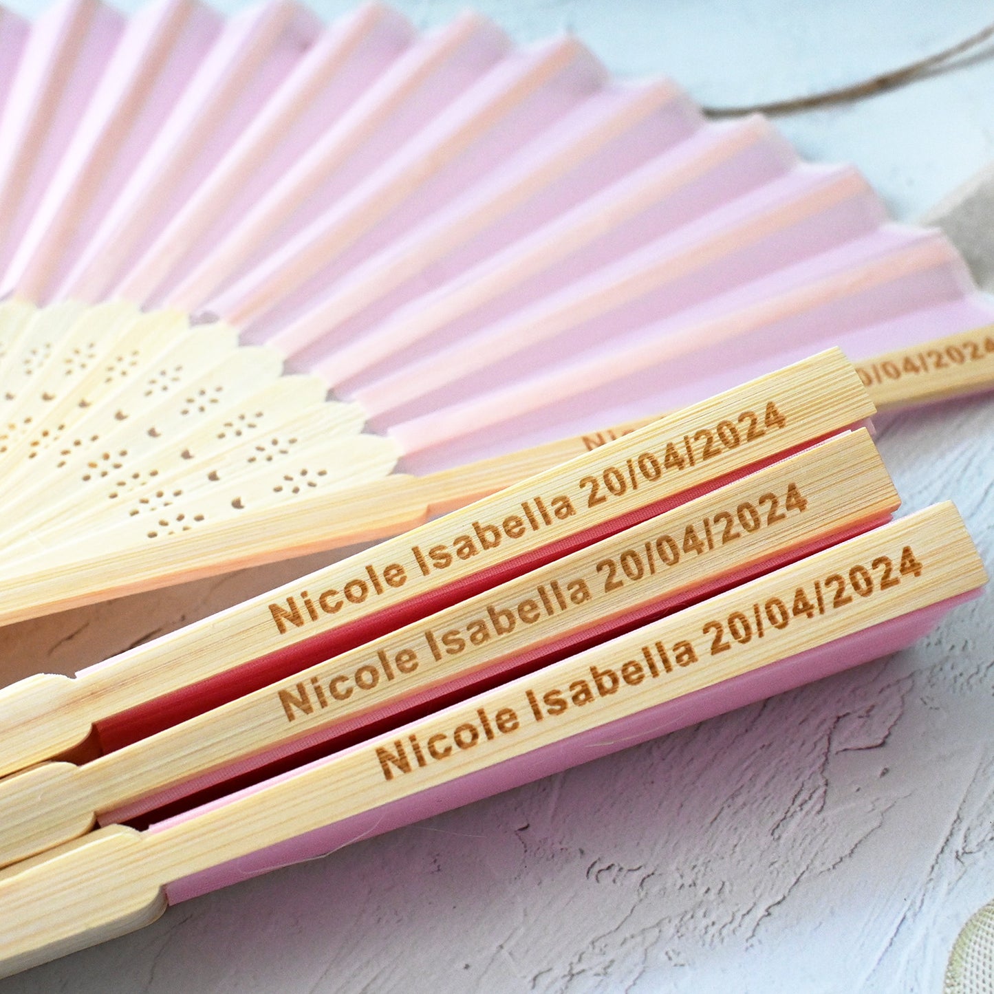 Personalized Pink Silk Fans, Folding Hand Fan, Wedding Bridal Party Favors, Baby Shower Gift