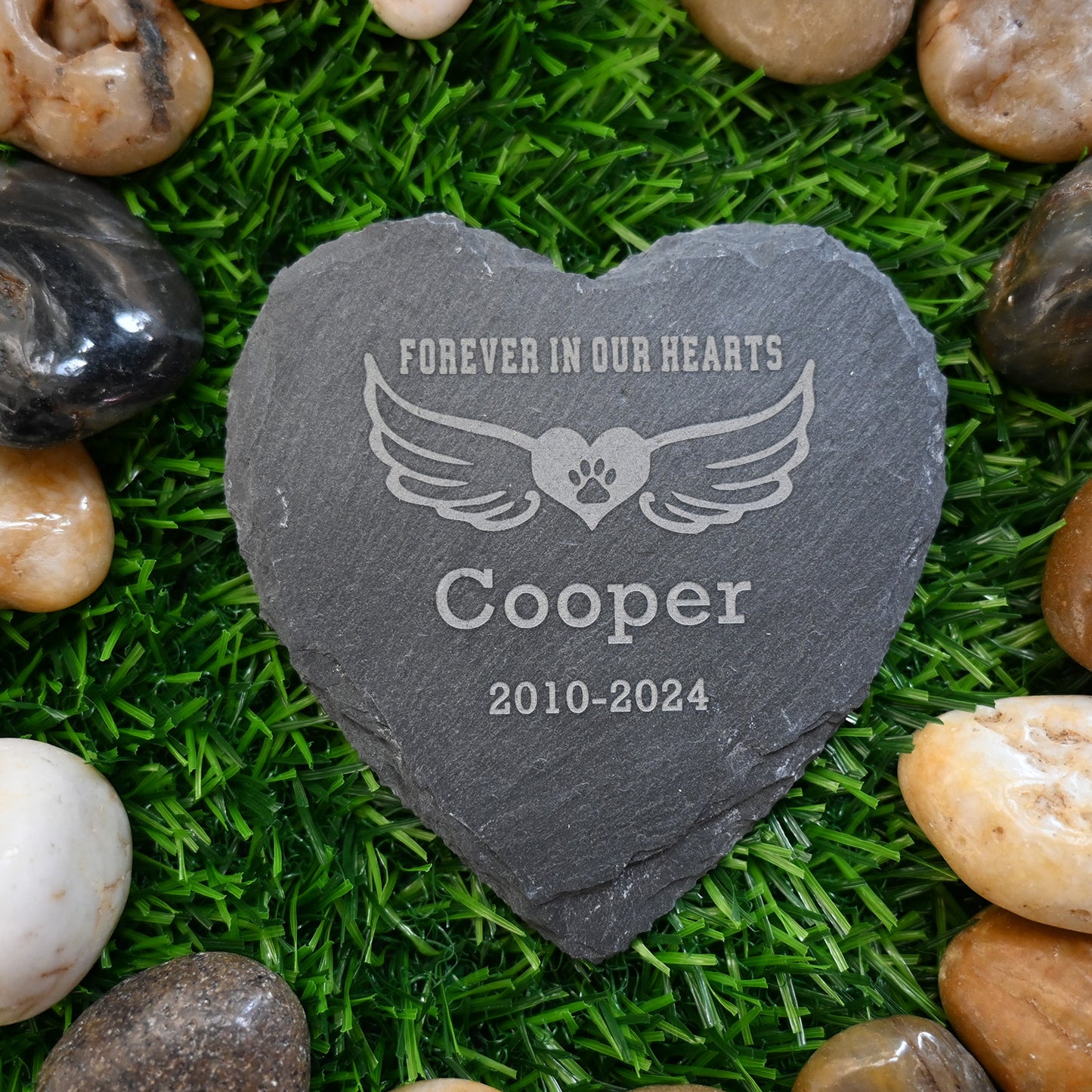 Personalized Dog Memorial Stone, Paw Print with Wings Forever in Our Hearts Dog Cat Garden Stone, Dog Sympathy Gifts