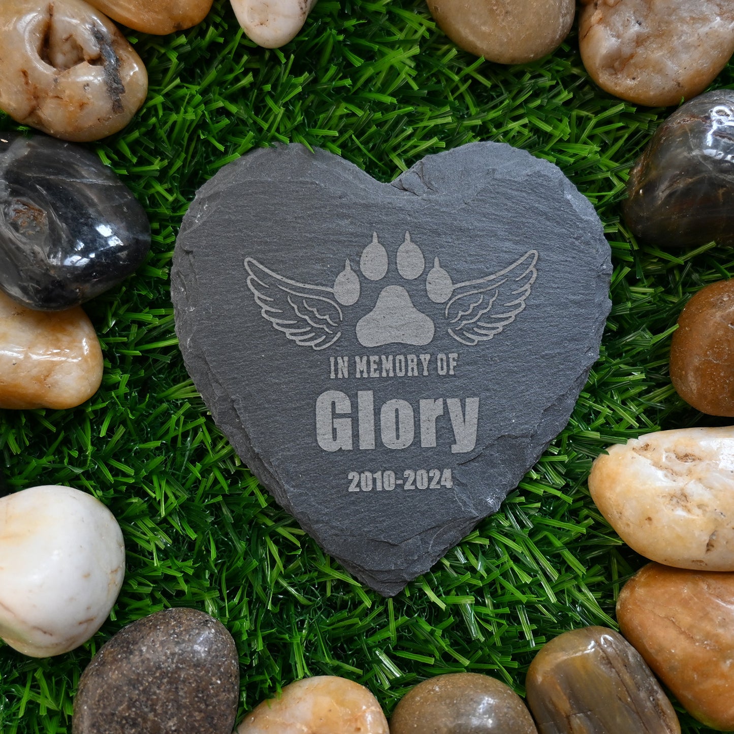 4" 6" Personalized Cat Memorial Stone, Paw Print with Wings Pet Headstone, in Memory of Cat Garden Stone