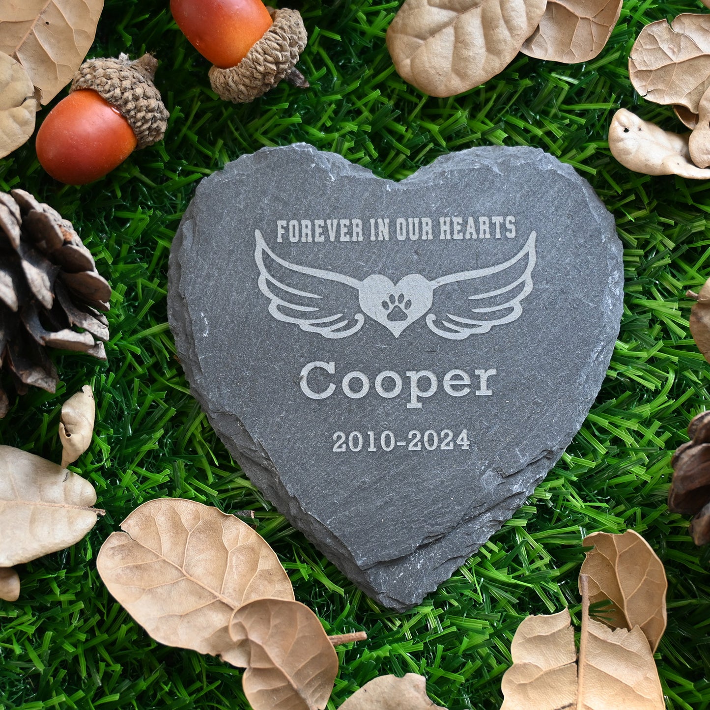 Personalized Dog Memorial Stone, Paw Print with Wings Forever in Our Hearts Dog Cat Garden Stone, Dog Sympathy Gifts