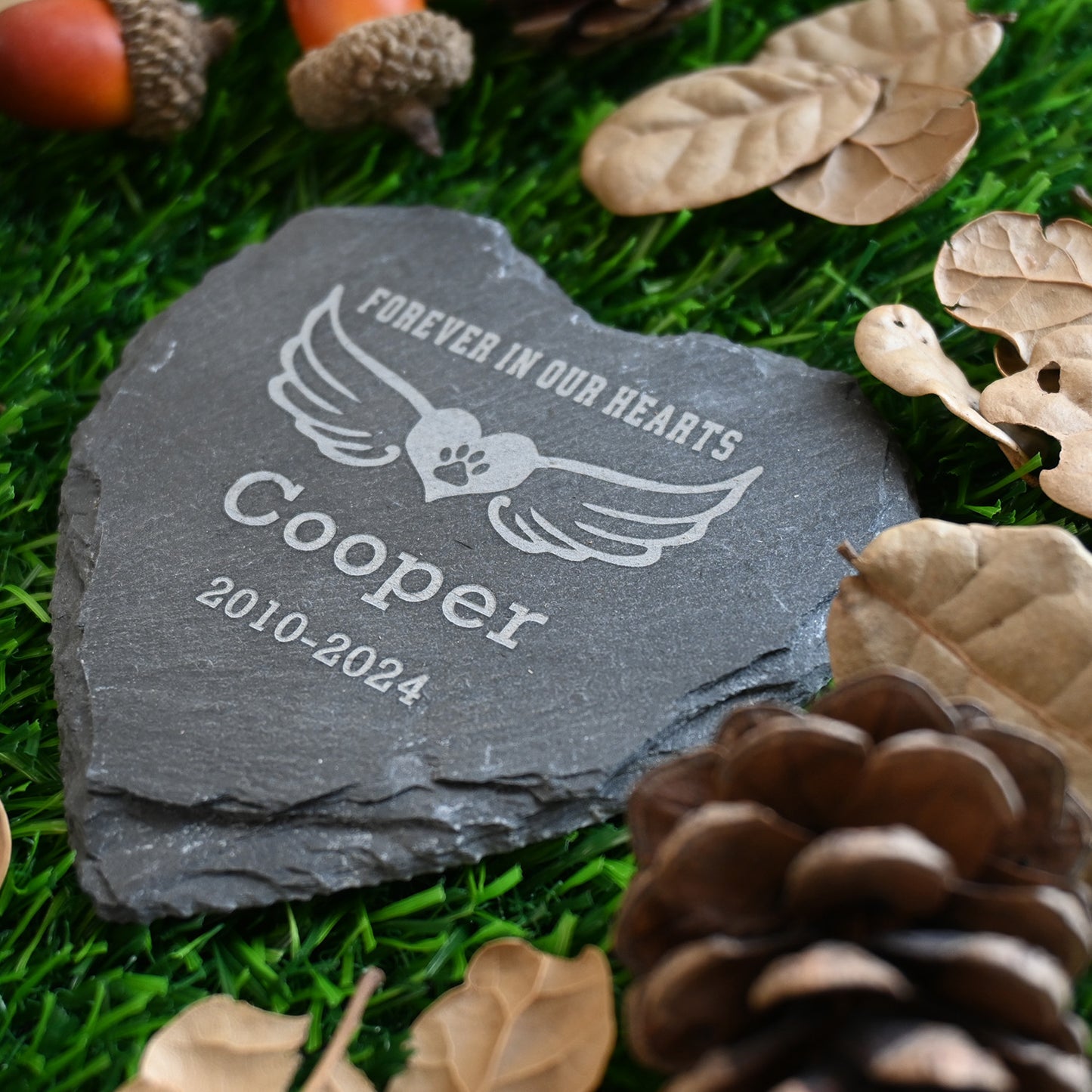 Personalized Dog Memorial Stone, Paw Print with Wings Forever in Our Hearts Dog Cat Garden Stone, Dog Sympathy Gifts