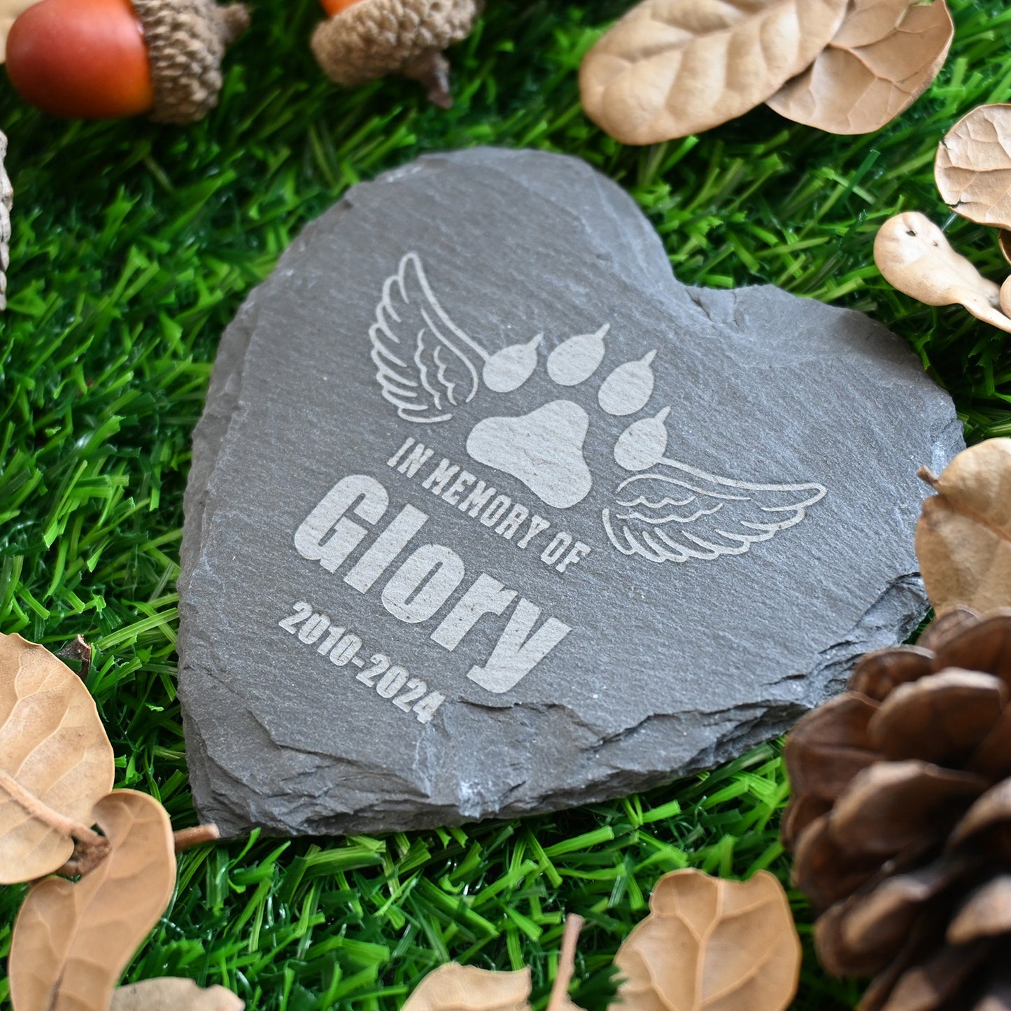 4" 6" Personalized Cat Memorial Stone, Paw Print with Wings Pet Headstone, in Memory of Cat Garden Stone