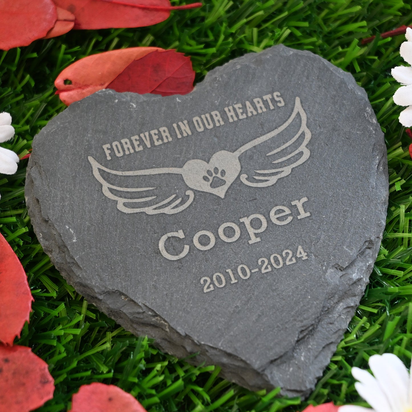 Personalized Dog Memorial Stone, Paw Print with Wings Forever in Our Hearts Dog Cat Garden Stone, Dog Sympathy Gifts