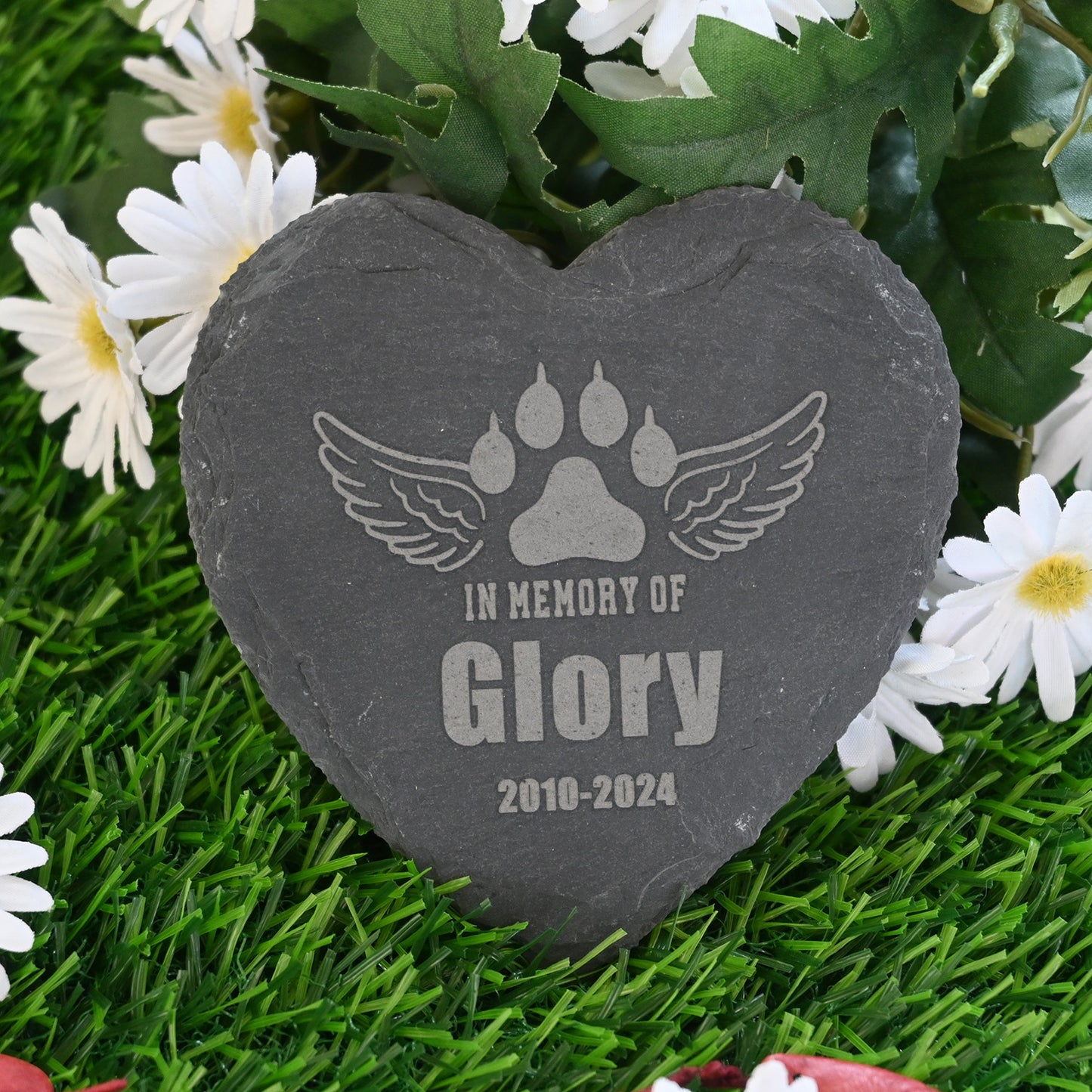 4" 6" Personalized Cat Memorial Stone, Paw Print with Wings Pet Headstone, in Memory of Cat Garden Stone