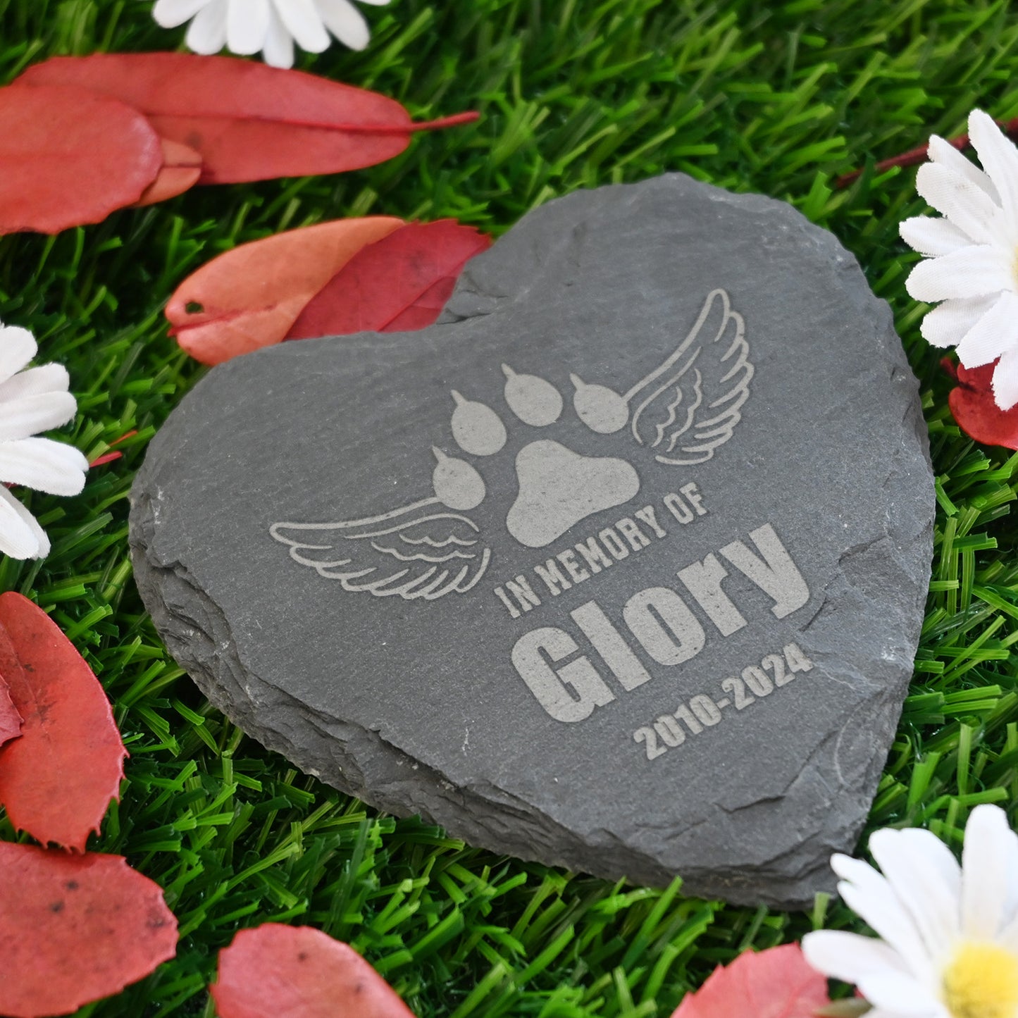 4" 6" Personalized Cat Memorial Stone, Paw Print with Wings Pet Headstone, in Memory of Cat Garden Stone