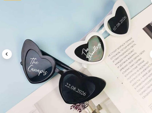 Personalized Love Heart Shape Sunglasses Wedding Gifts, Custom Sunglasses Wedding Party Favors, Name And Date Sunglasses Wedding Keepsakes