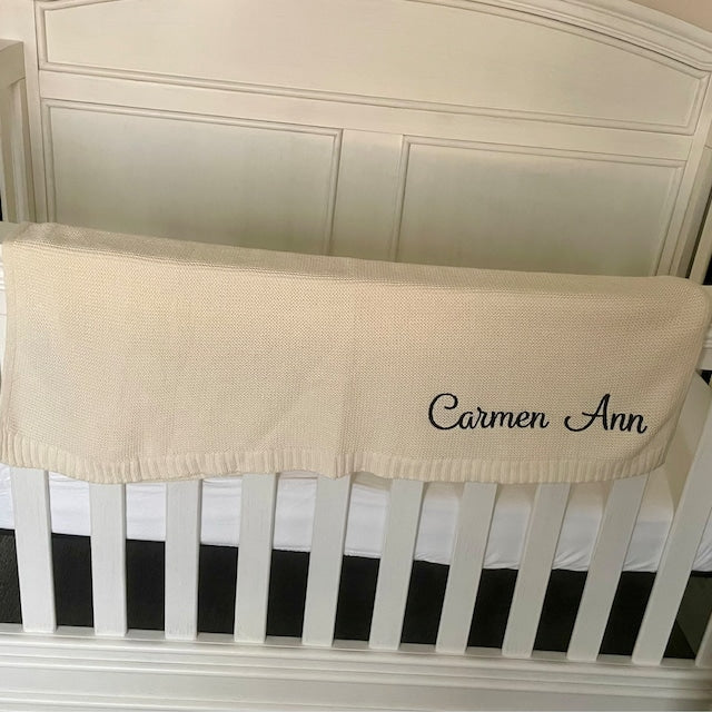 Baby Blanket,Custom Embroidered Name,Stroller Blanket,Newborn Baby Gift ,Soft Breathable Cotton Knit