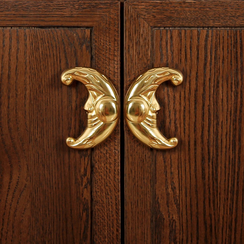 Sun Moon brass knobs and Pulls