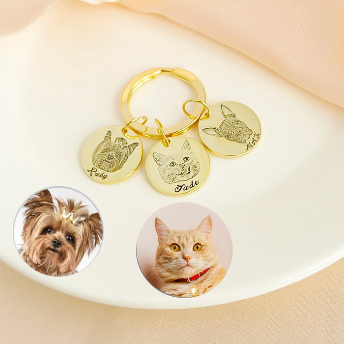 Pet Portrait Keychain,Personalized Picture Keychain,Dog Keychain,Pet memorial Keychain,Cat Keychain,Engraved Photo Keyring,Gift For Her