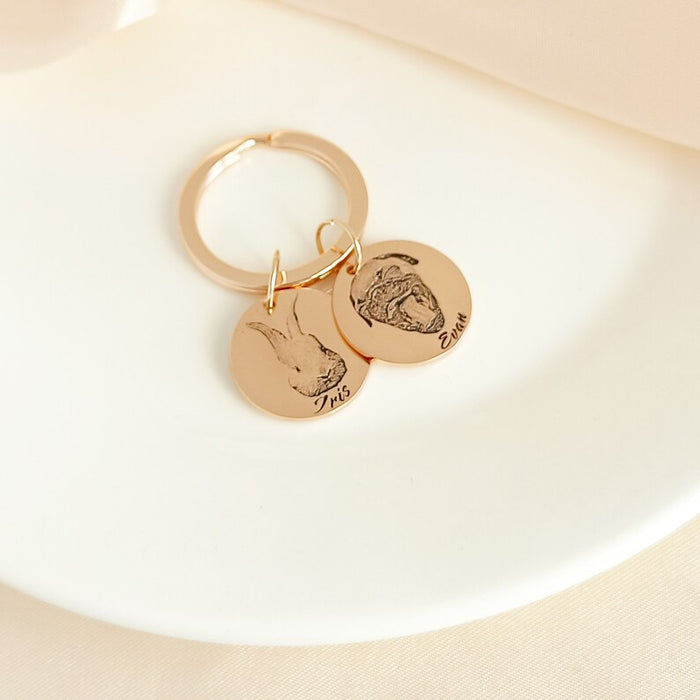 Pet Portrait Keychain,Personalized Picture Keychain,Dog Keychain,Pet memorial Keychain,Cat Keychain,Engraved Photo Keyring,Gift For Her