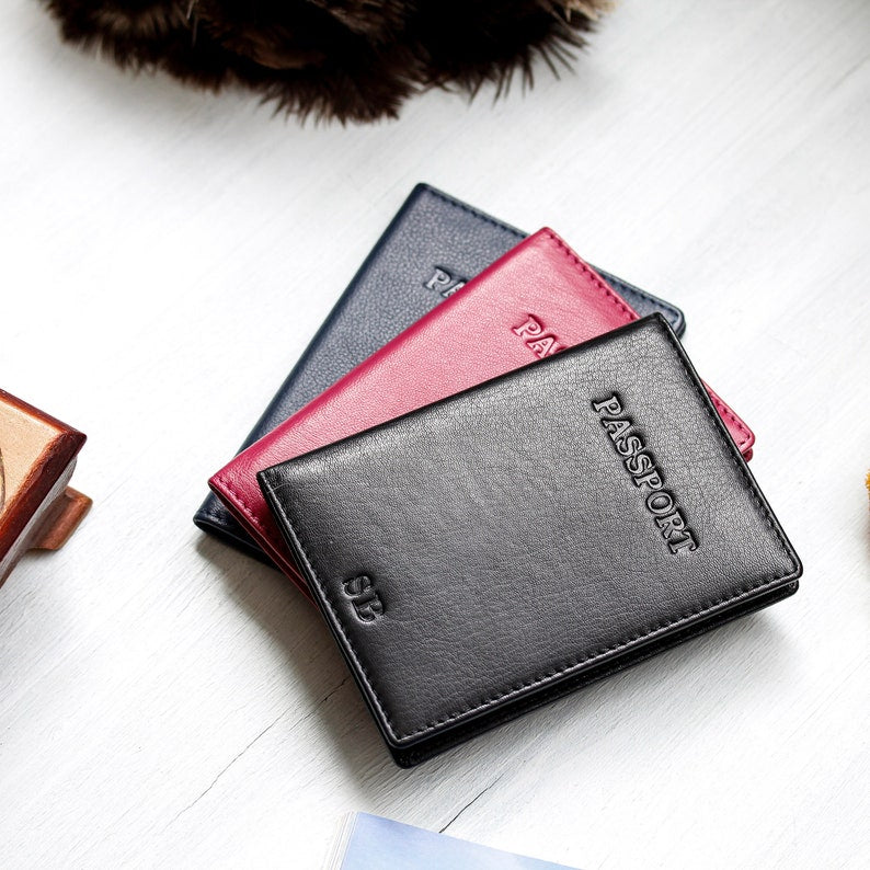 Personalised Leather Passport Cover Sleeve Wallet Travel Accessory Gift for Him & Her - Custom Travel Wallet Personalised Travel Gift