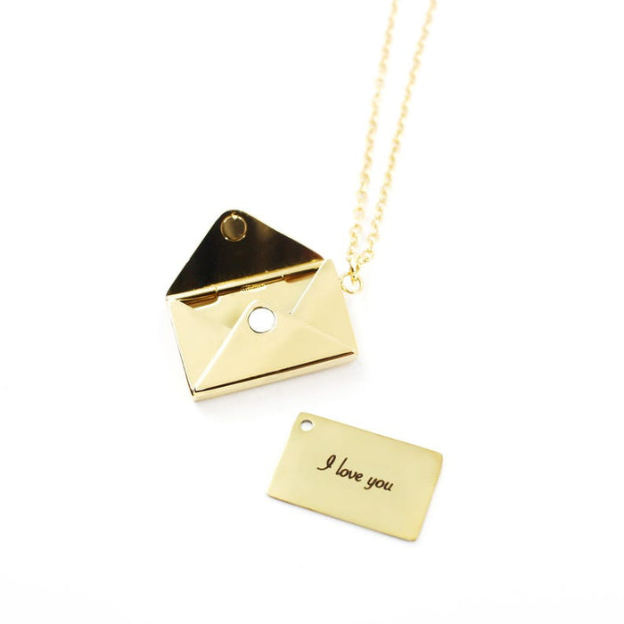 Personalized Secret Message Envelope Locket Necklace, Hidden Message Necklace, Love Letter Necklace, Valentine's Gift, Locket Necklace