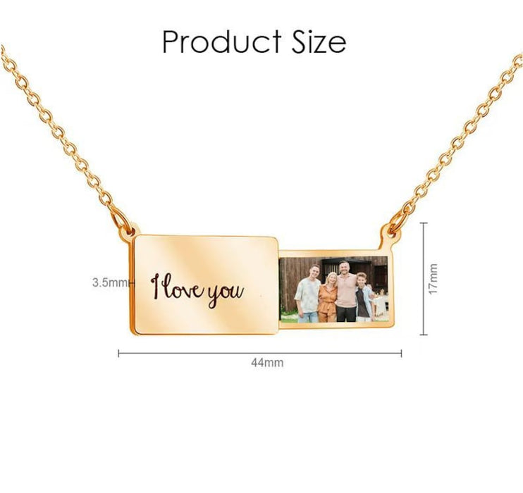 Personalized Envelope Locket Necklace • Photo Necklace • Engraved Memorial Photo Necklace • Pull-out Necklace
