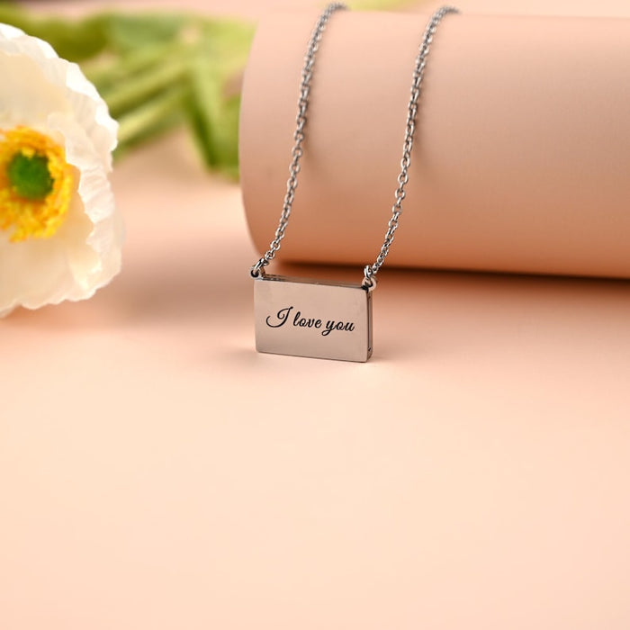 Personalized Envelope Locket Necklace • Photo Necklace • Engraved Memorial Photo Necklace • Pull-out Necklace