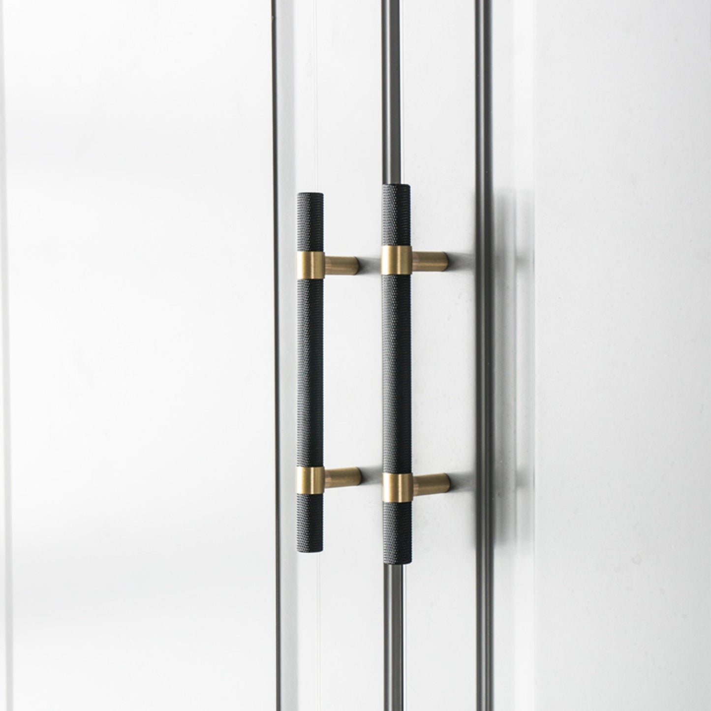 Nordic Black Mesh Knurled Brass Handle Simple Cabinet Wardrobe Pulls