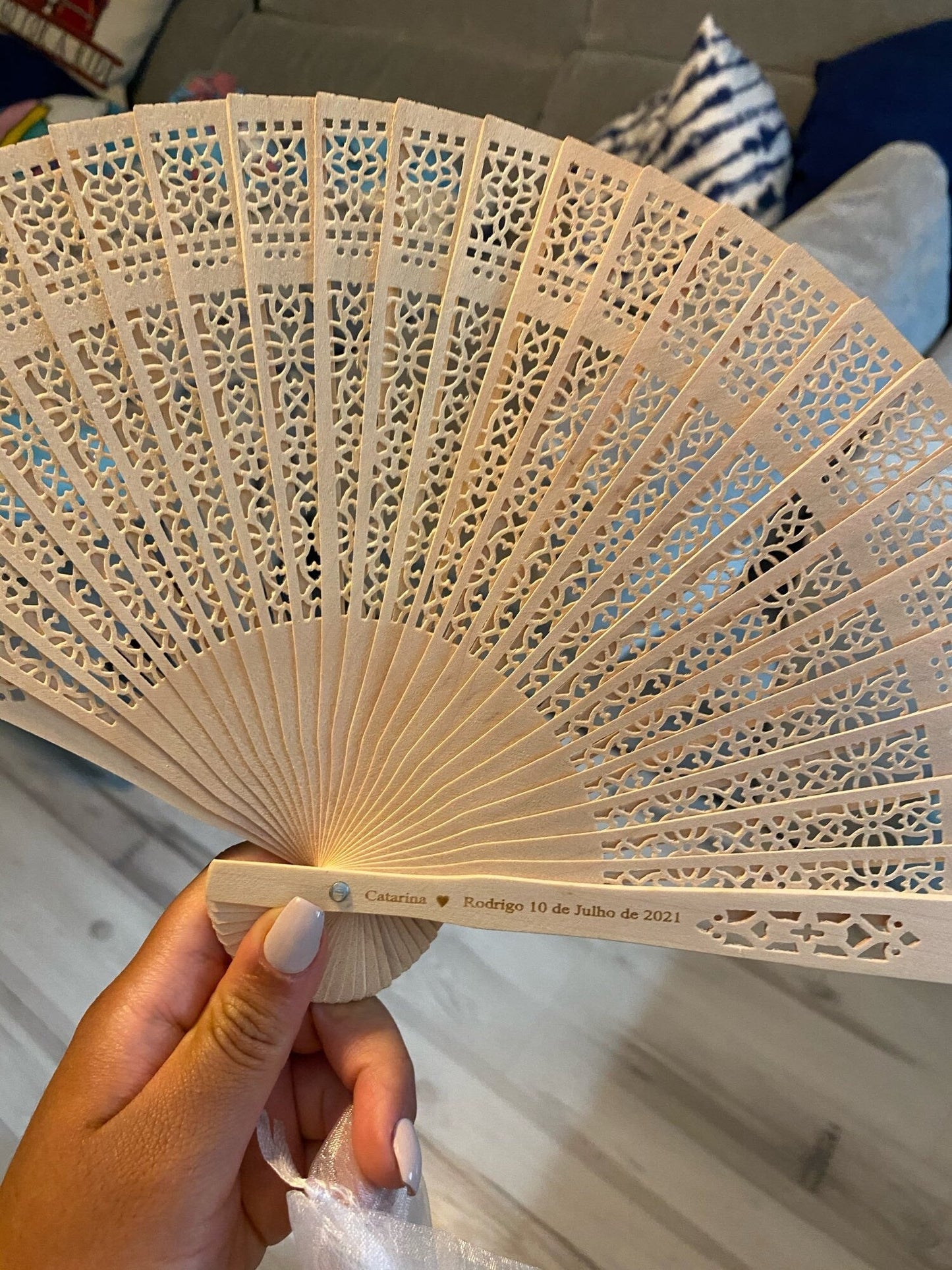 Personalized Wedding Hand Fans Engraved Sandalwood Fans