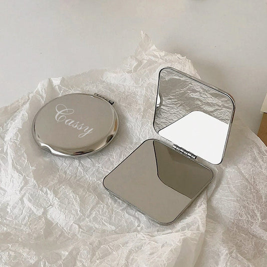 Personalized Engraved Silver Compact Mirror Favor