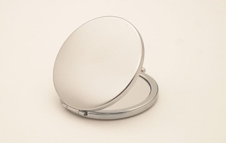 Personalized Compact Mirror, Engraved Silver Compact Mirror