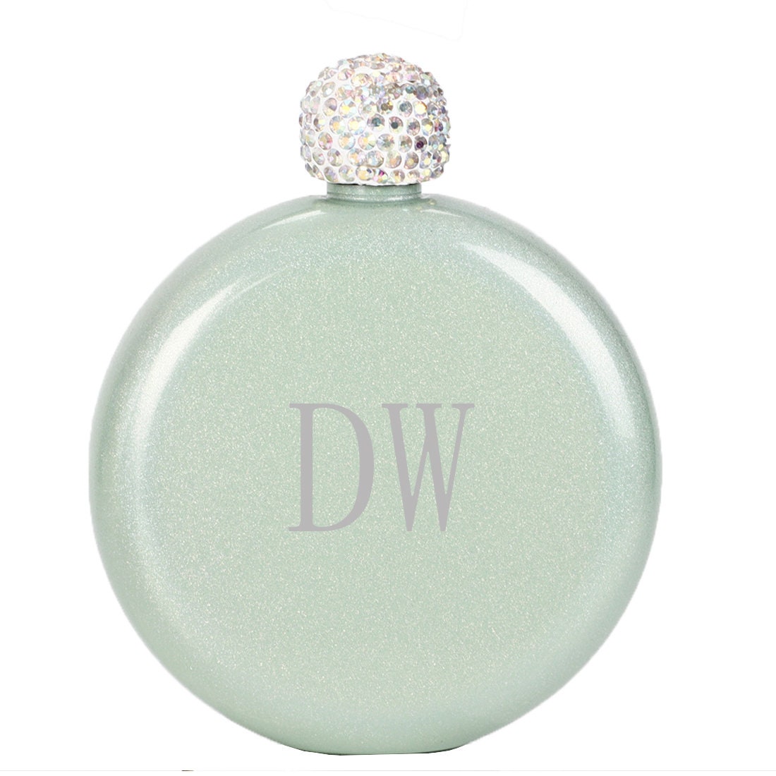 Personalized Round Flasks with Rhinestone Lid for Bridesmaid Gifts, Engraved Flask, Women's Flask, Travel Flask, Gift for Her, Maid of Honor